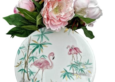 Peinture sur Porcelaine - Vase flamants rose - Aude de Boisjan