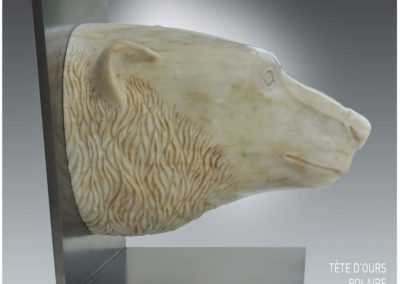 Sculpture - Tete d'ours polaire 2 - Yann Fustec