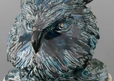 Catherine-Guez-Montluc_Sculpture_ Dark blue Hibou_Animalier_contemporain